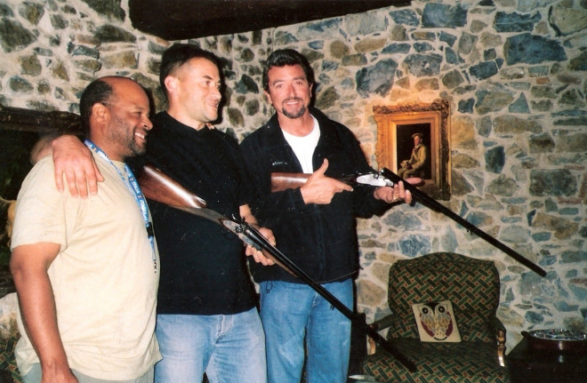 Francesco loves showing off his collection of guns to gun loving guests.
