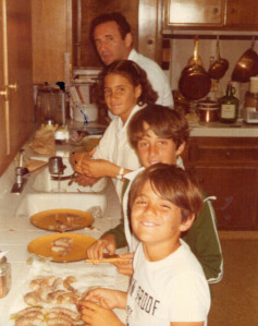 1978 our children cleaning fish with their dad on a Sunday afternoon
